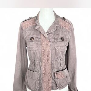 Women's vintage Pink Lace-Trim Jacket